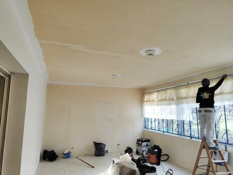 Peinture blanche sur le plafond du salon - Grande maison à Libourne - Le Peintre Aquitain